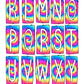 Neon Tie Dye Box Doodle Letters, Western Hand Drawn Doodle Alphabet Set, Sublimation Designs PNG - 143 PATTERN