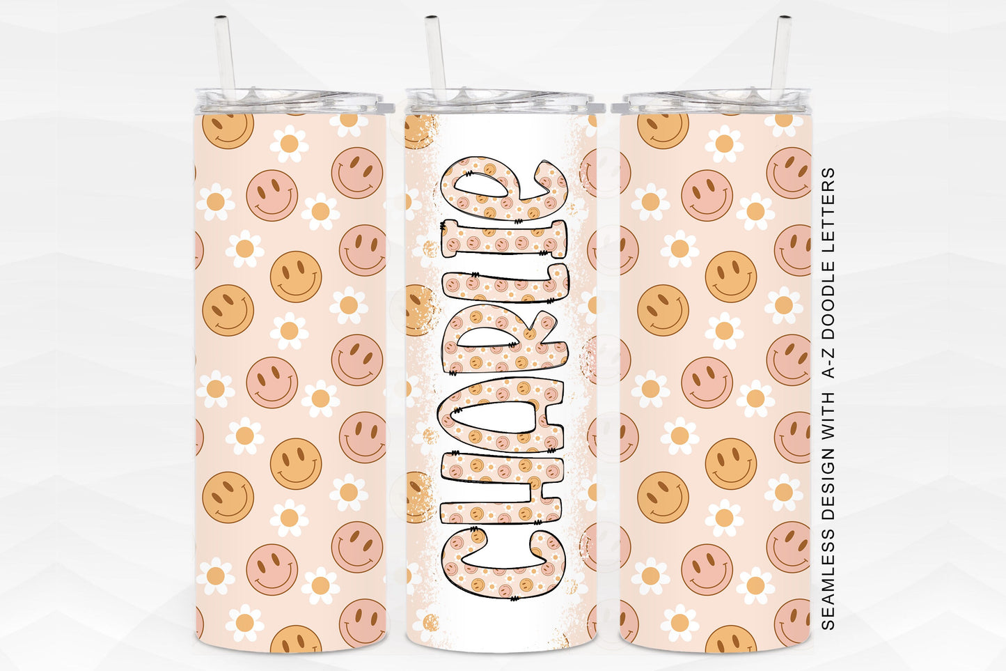 20oz Tumbler Wrap with Matching Doodle Letter Alphabet PNG DESIGN 91