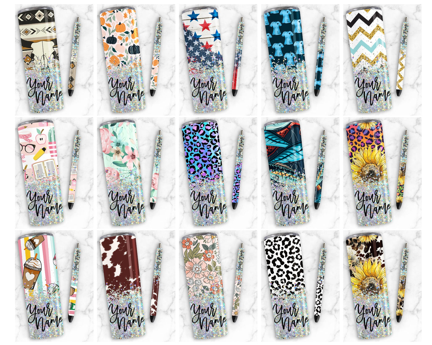 50+ Tumbler & Pen Bundle, Wraps for 20 oz Sublimation Tumbler, Floral Tumbler Cowhide Leopard Glitter Epoxy Waterslide Mega BUNDLE