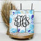 EDITABLE Blue Flowers Monogram 20oz Straight Tumbler Wrap Designs, Make Your Own Custom Peronalized Design, Watercolor Floral Canva Tempalte