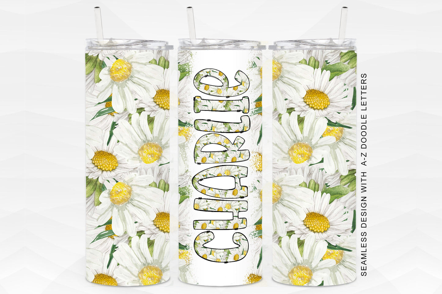 20oz Tumbler Wrap with Matching Doodle Letter Alphabet PNG DESIGN 84