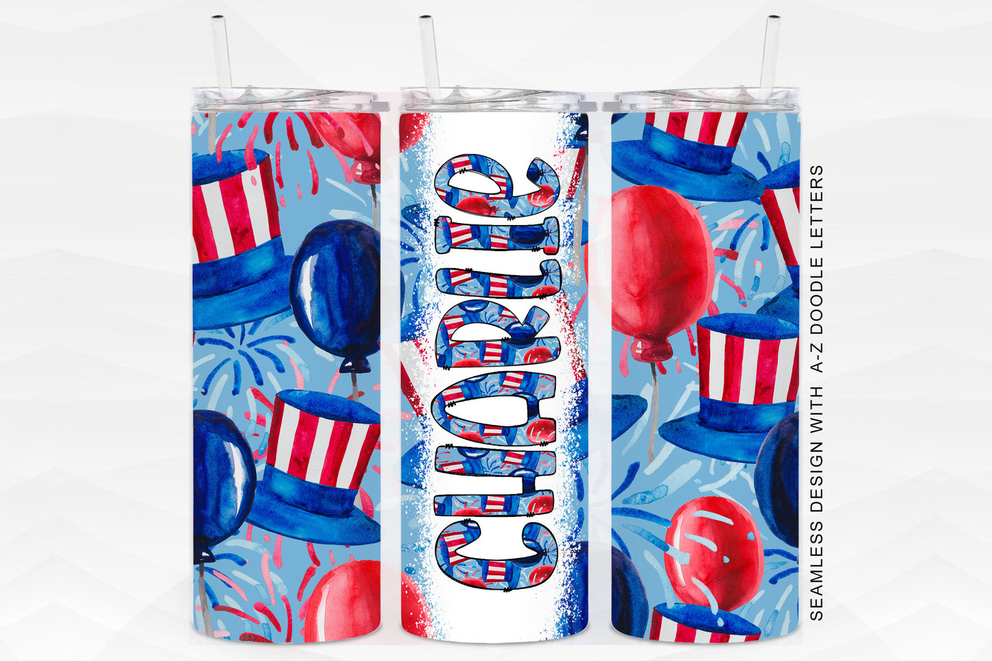 20oz Tumbler Wrap with Matching Doodle Letter Alphabet PNG DESIGN 49