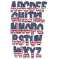 USA Alphabet Letters PNG Bundle, Patriotic American Flag Doodle Letters, Hand Drawn Alphabet Doodle, Sublimation Alpha Set Designs PNG