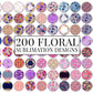 200+ Floral Car Coaster Bundle, Watercolor Flowers Design, Air Freshener, Keyring Round Sublimation Designs, Car Coaster Template PNG