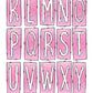 Ombre Pink Box Doodle Letters, Western Hand Drawn Doodle Alphabet Set, Sublimation Designs PNG - 1206