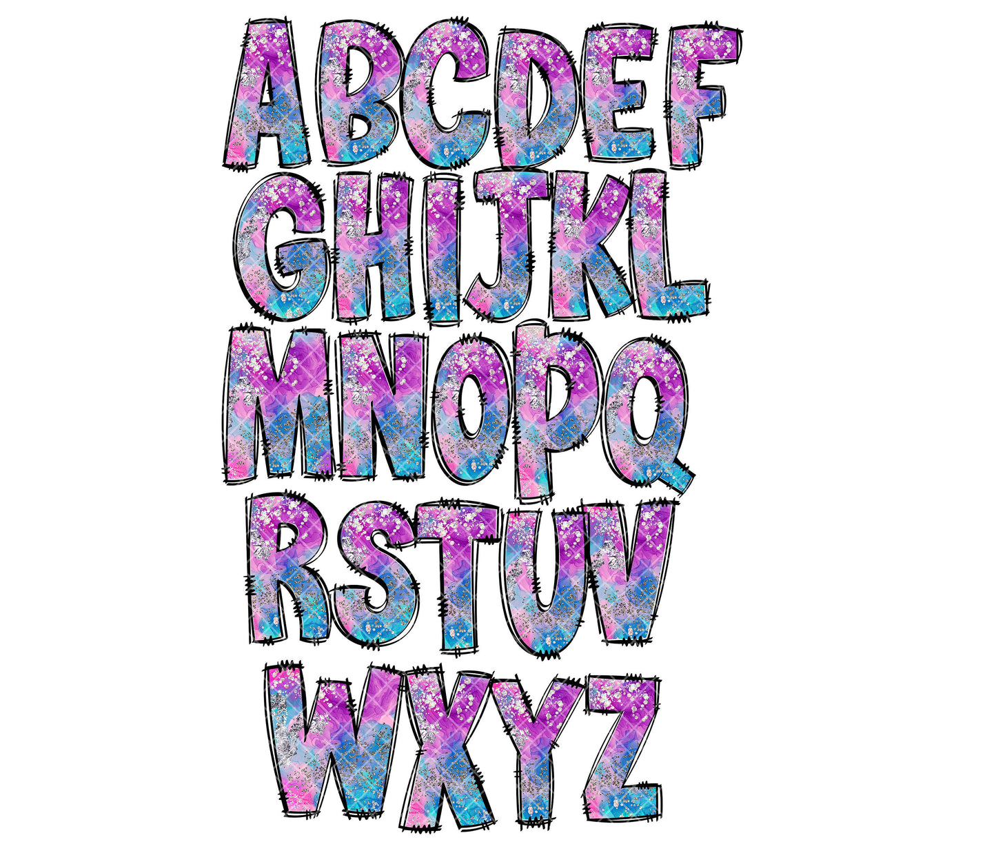 Pink Purple Blue Glitter Abstract Alphabet Letters PNG Bundle, Alcohol Ink, Hand Drawn Doodle, Sublimation Alpha Set Designs PNG (2023-01-04 08.54.03)