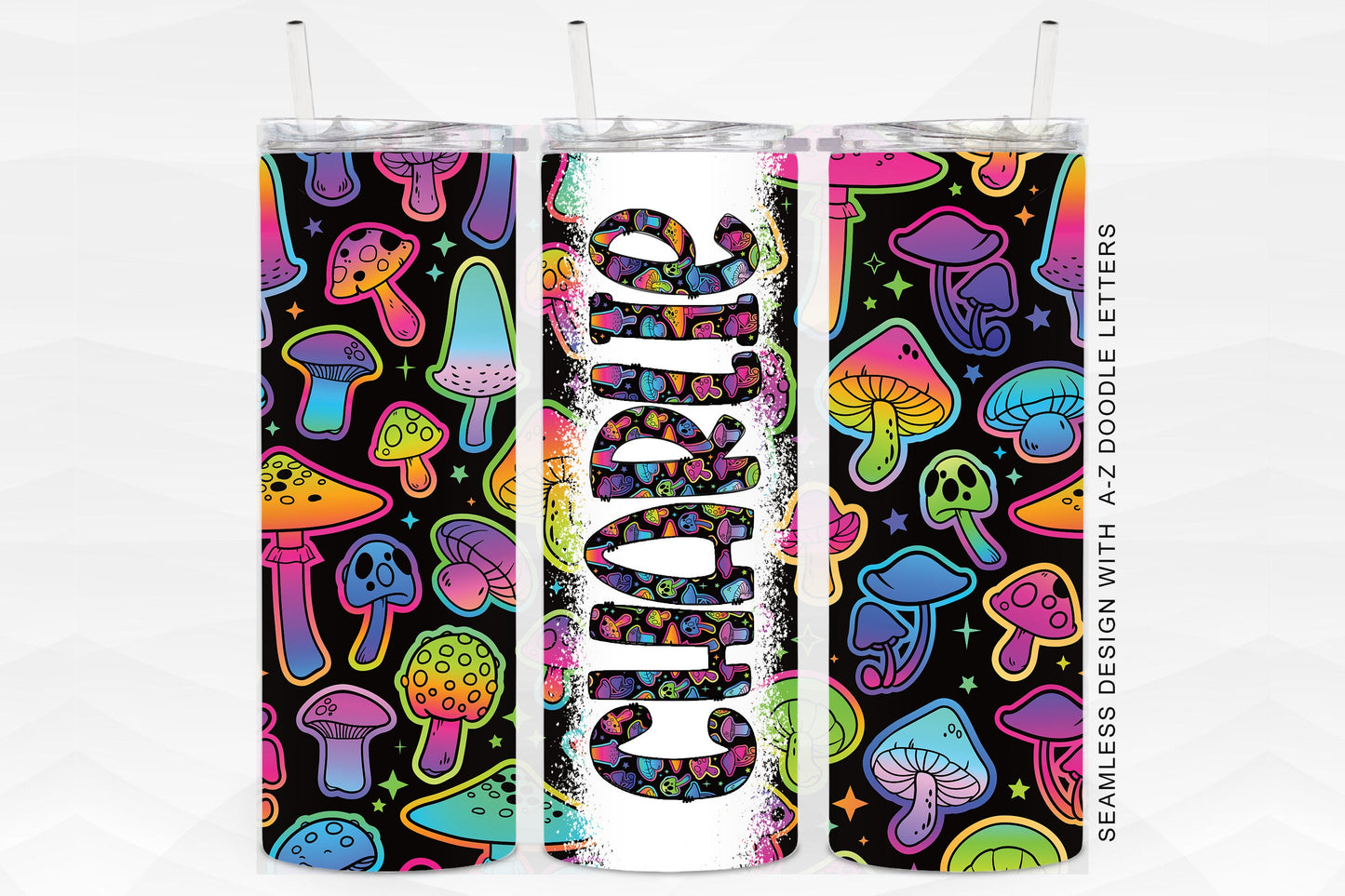 20oz Tumbler Wrap with Matching Doodle Letter Alphabet PNG DESIGN 60