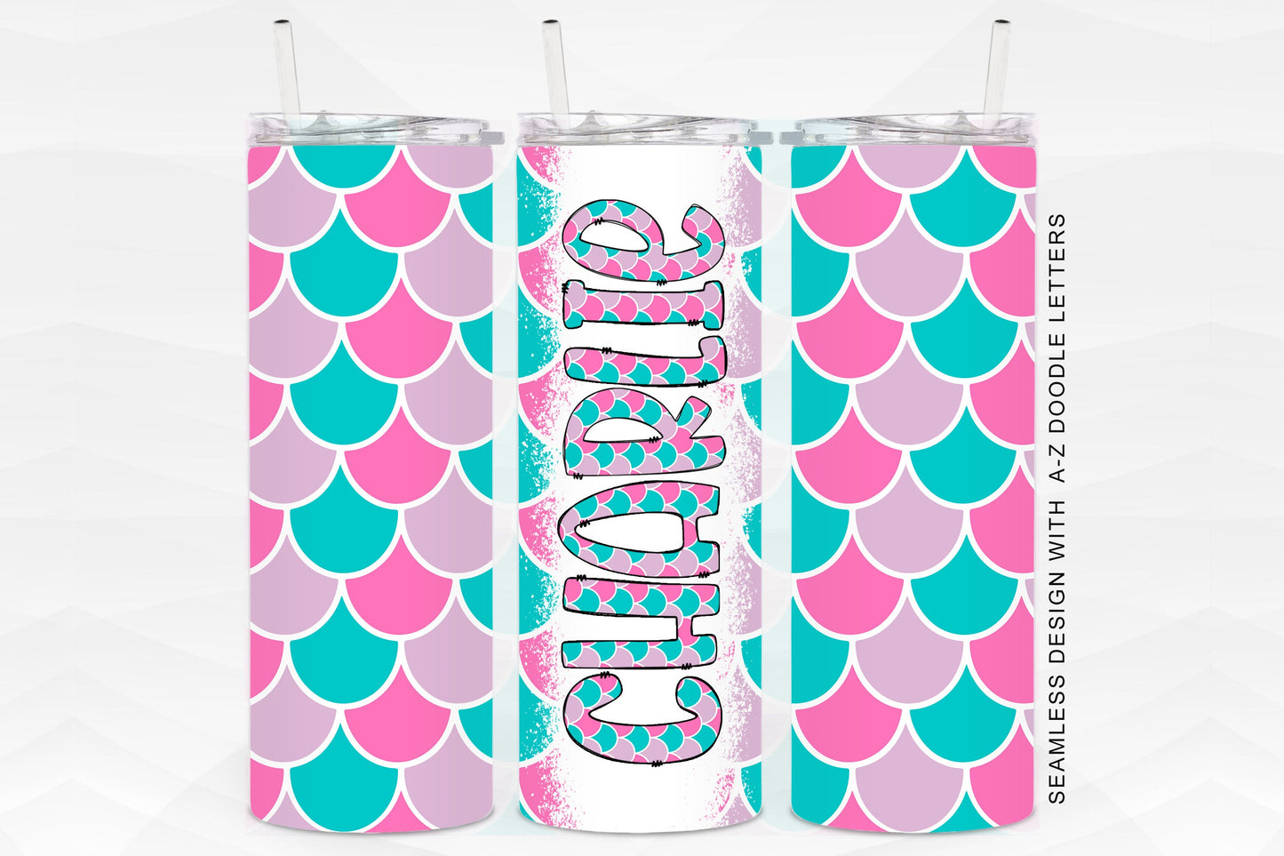 20oz Tumbler Wrap with Matching Doodle Letter Alphabet PNG DESIGN 72