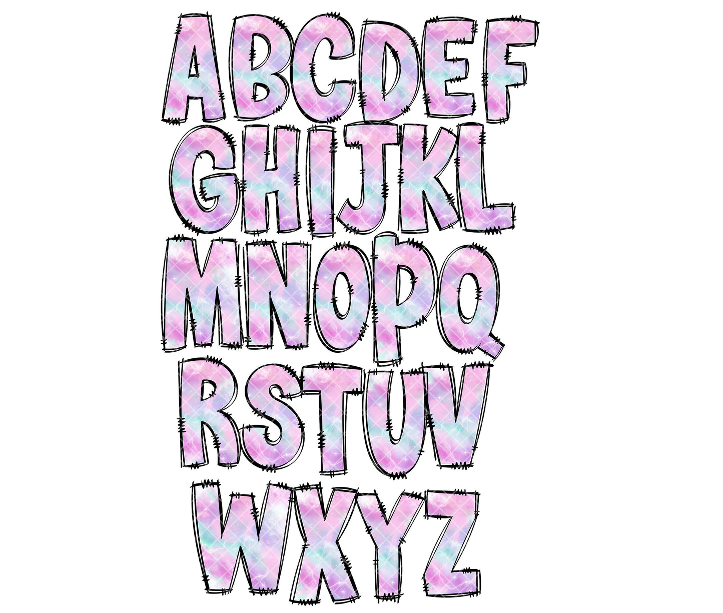 Pink Pastel Sky Alphapack, digital alphabet, printable alphabet, doodle font, doodle alphabet, alpha pack doodle, Hand Drawn Letters