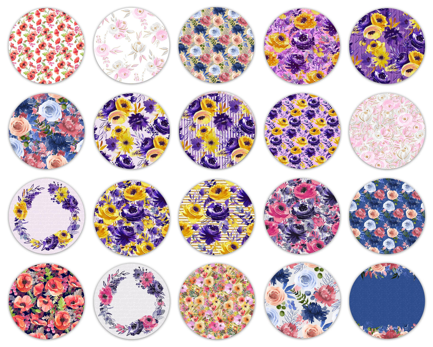 200+ Floral Car Coaster Bundle, Watercolor Flowers Design, Air Freshener, Keyring Round Sublimation Designs, Car Coaster Template PNG