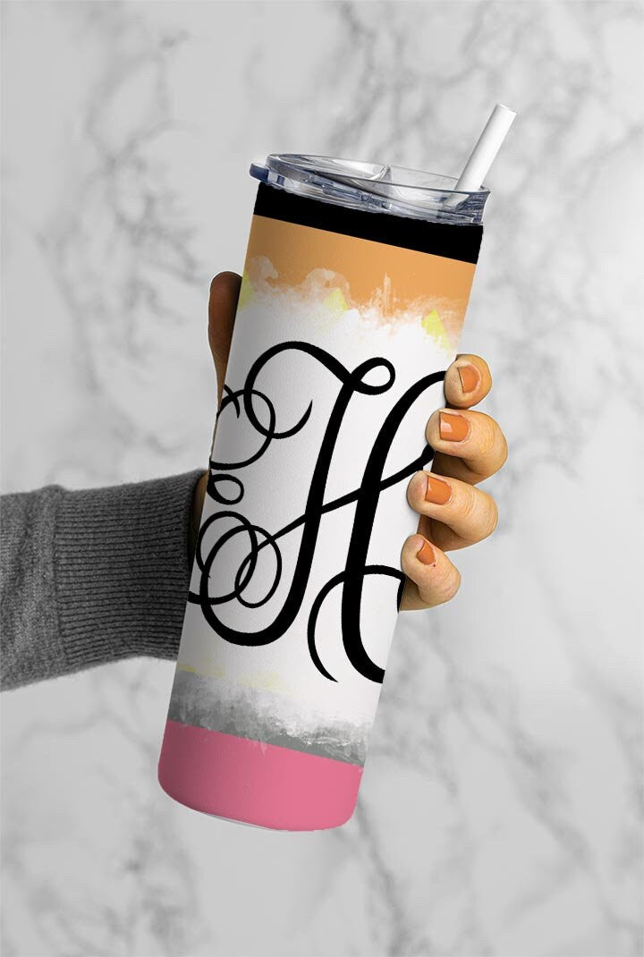 EDITABLE Pencil Monogram 20oz Straight Tumbler Wrap Designs, Make Your Own Custom Peronalized Design, Teacher Easy Canva Tempalte