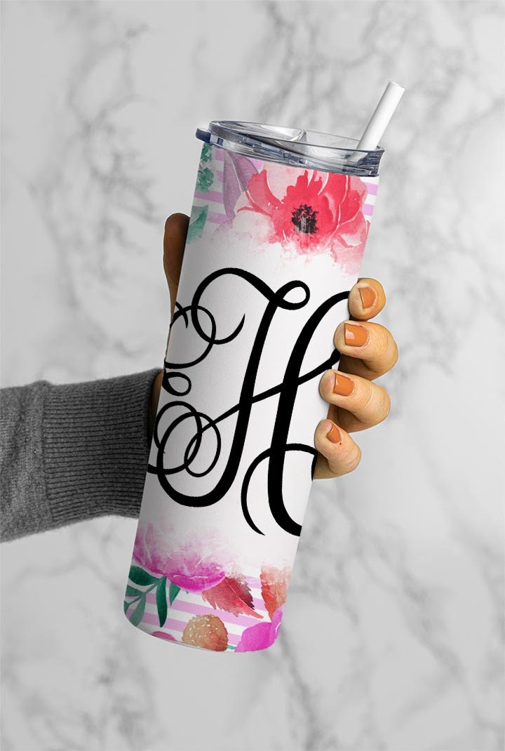 EDITABLE Floral Monogram 20oz Straight Tumbler Wrap Designs, Make Your Own Custom Peronalized Design, Flowers Easy Canva Tempalte (2023-01-04 10.01.21)