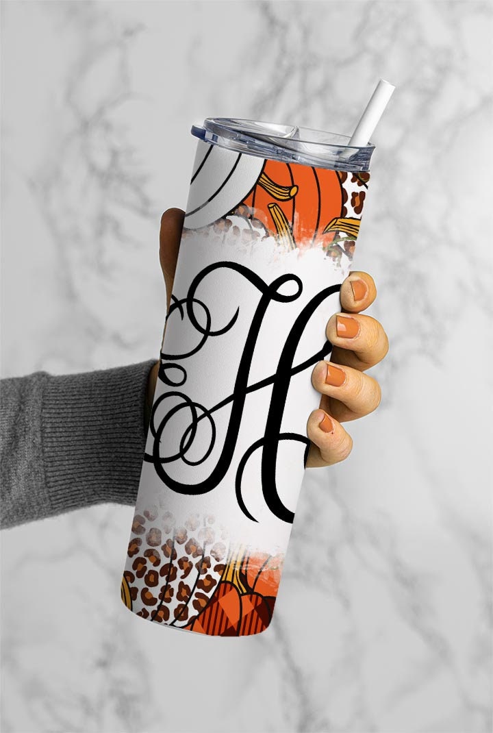 EDITABLE Thanksgiving Monogram 20oz Straight Tumbler Wrap Designs, Make Your Own Custom Peronalized Design, Easy Canva Tempalte