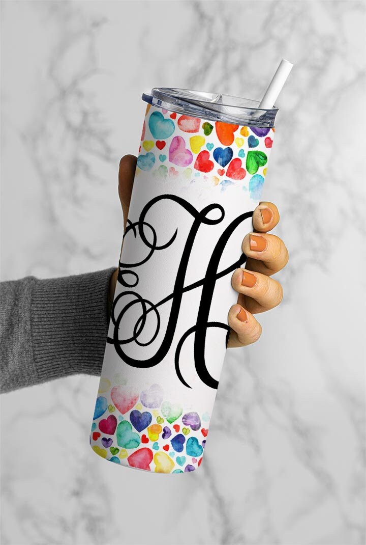 EDITABLE Autism Monogram 20oz Straight Tumbler Wrap Designs, Make Your Own Custom Peronalized Design, Easy Canva Tempalte