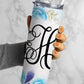 EDITABLE Blue Flowers Monogram 20oz Straight Tumbler Wrap Designs, Make Your Own Custom Peronalized Design, Watercolor Floral Canva Tempalte