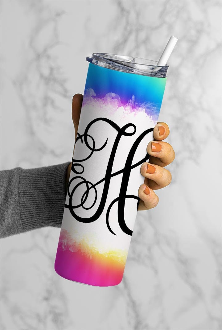 EDITABLE Tie Dye Monogram 20oz Straight Tumbler Wrap Designs, Make Your Own Custom Peronalized Design, Easy Canva Tempalte