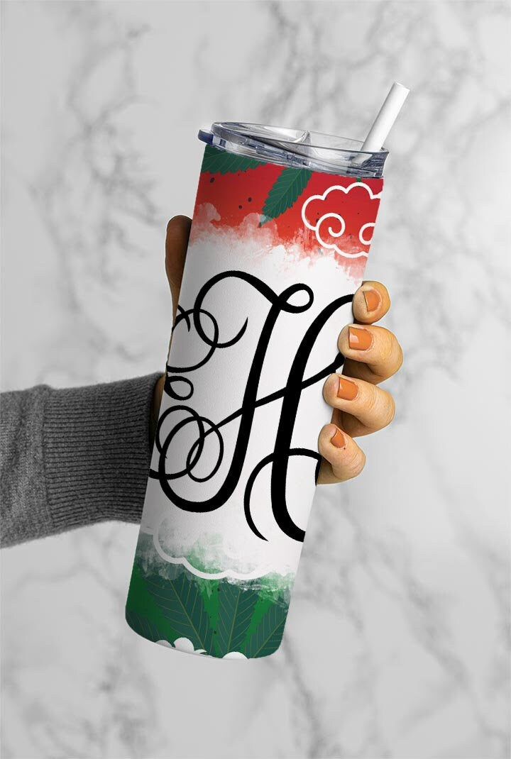 EDITABLE Weed Monogram 20oz Straight Tumbler Wrap Designs, Make Your Own Custom Peronalized Design, Easy Canva Tempalte