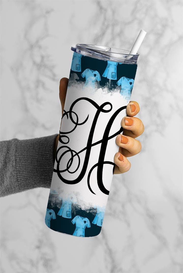 EDITABLE Nurse Monogram 20oz Straight Tumbler Wrap Designs, Make Your Own Custom Peronalized Design, Easy Canva Tempalte