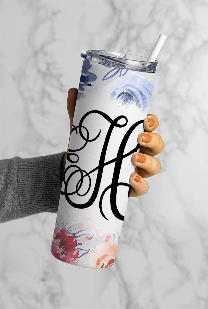 EDITABLE Floral Monogram 20oz Straight Tumbler Wrap Designs, Make Your Own Custom Peronalized Design, Flowers Easy Canva Tempalte (2023-01-04 09.57.19)