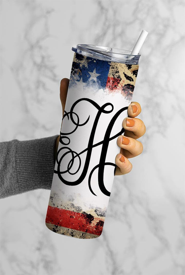 EDITABLE USA Flage Monogram 20oz Straight Tumbler Wrap Designs, Make Your Own Custom Peronalized Design, Cheetah Easy Canva Tempalte