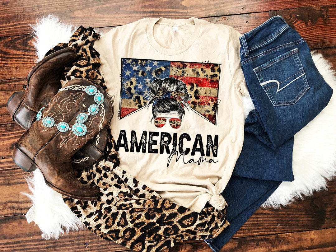 USA American Mama Sublimation Design, Country Mama, Western Sublimation Designs, Instant Download, Mom Bun, Messy Bun PNG, MOCKUPS included!