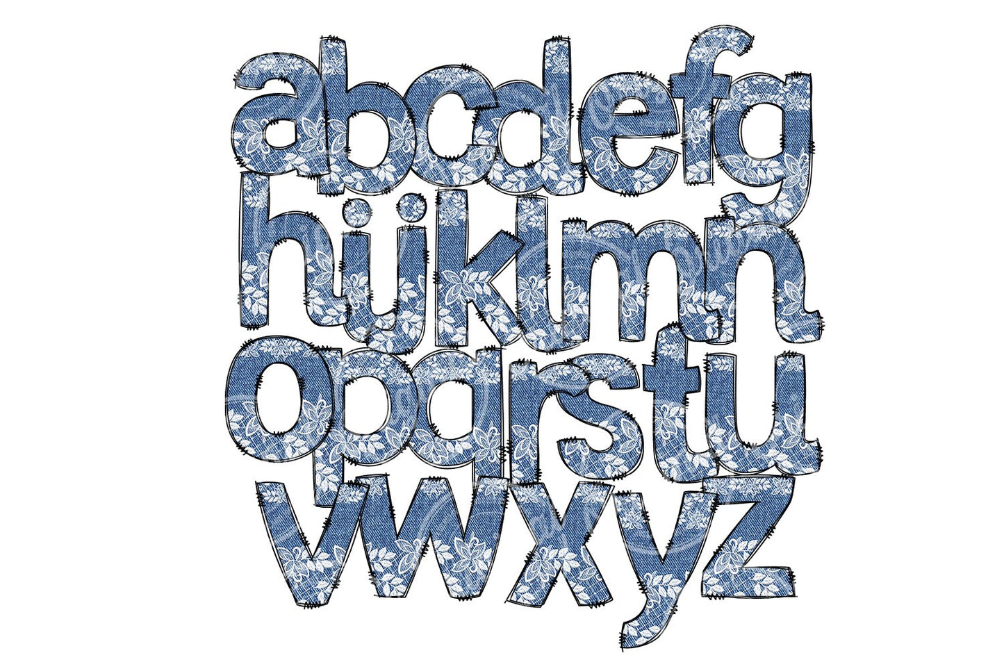 Denim Lace Doodle Letters with Matching Tumbler, Country Doodle Alphabet Font PNG, 20 oz Tumbler, Western Sublimation, Waterslide Designs