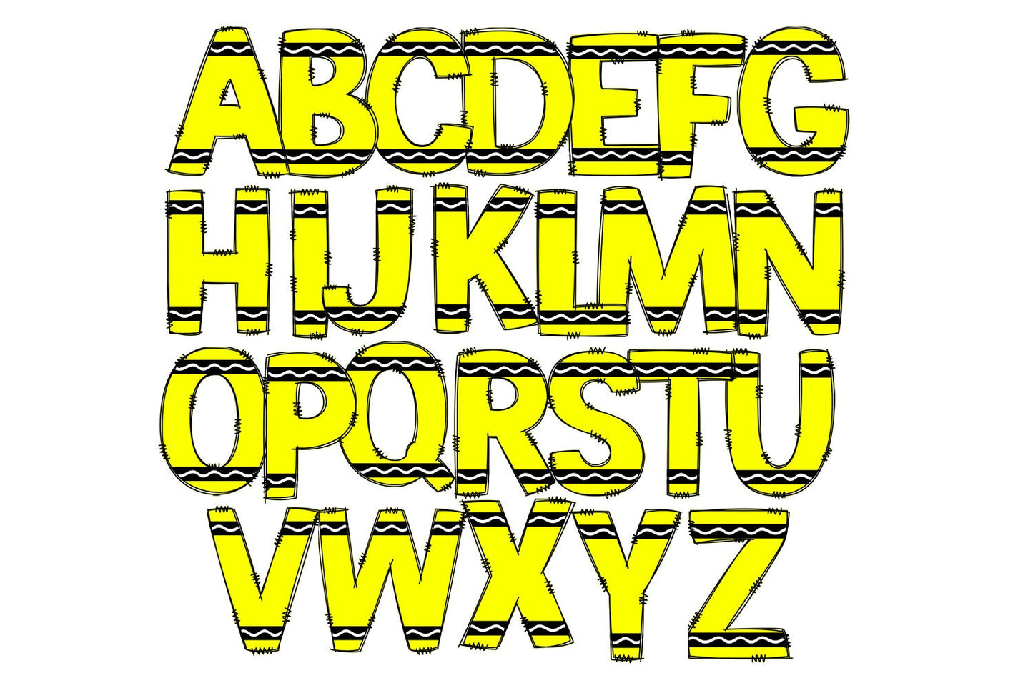 Crayon Doodle Letters, Back to School Font, Teacher Sublimation Alphabet, School Doodle Classroom Bulletin Board Letters and Number PNG