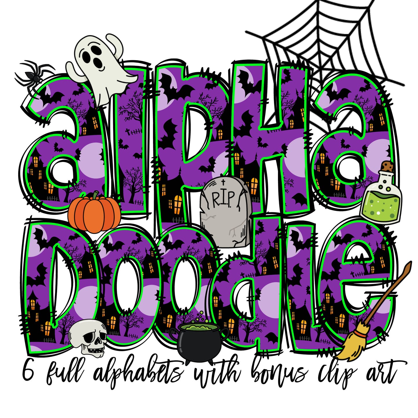 Halloween Doodle letters with Clip Art PNG Files, Make your own Name, Doodle Alpha Bundle, Halloween Clipart Alphabet Doodle Set PNG (2023-01-04 09.27.51)