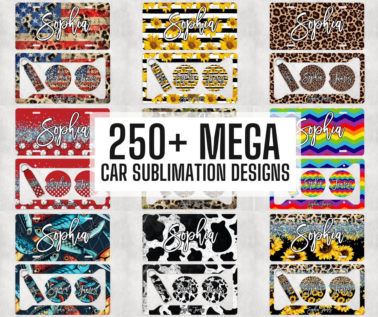 250+ Add Your Name, Car Sublimation Designs, Car Coaster Bundle PNG, Licence Plate Holder Frames, Key Fob Wristlet Keychain, Car Custom Name