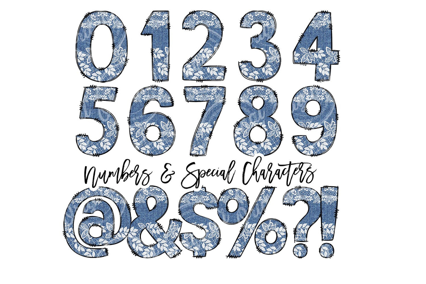 Denim Lace Doodle Letters with Matching Tumbler, Country Doodle Alphabet Font PNG, 20 oz Tumbler, Western Sublimation, Waterslide Designs