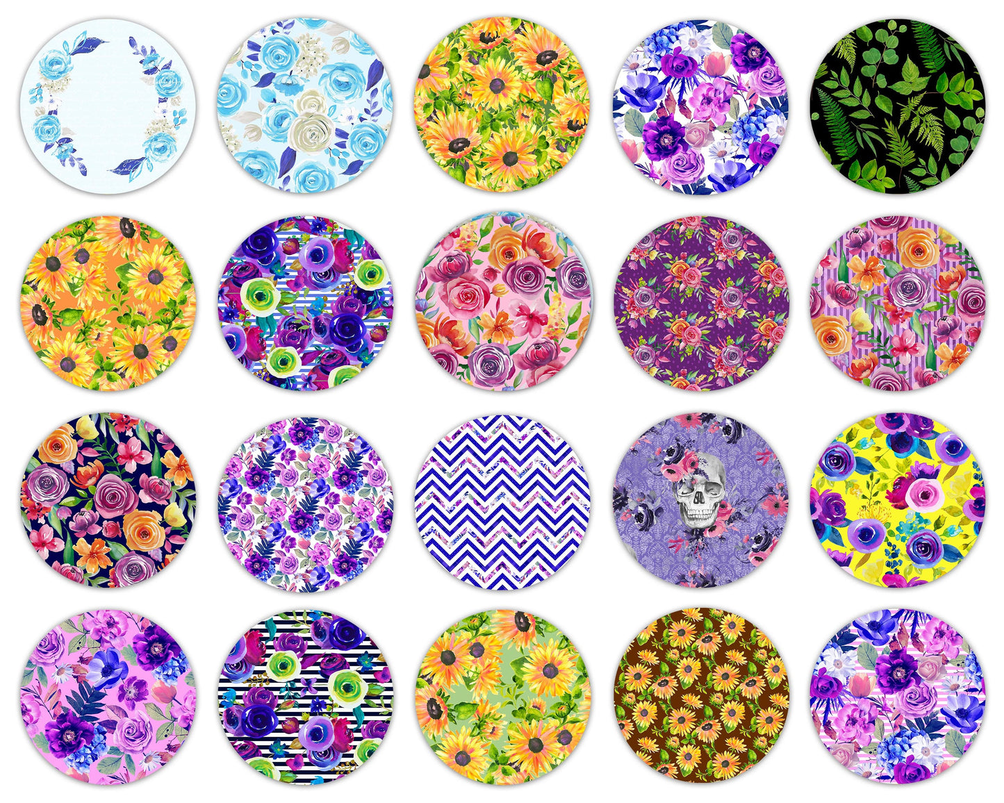 200+ Floral Car Coaster Bundle, Watercolor Flowers Design, Air Freshener, Keyring Round Sublimation Designs, Car Coaster Template PNG