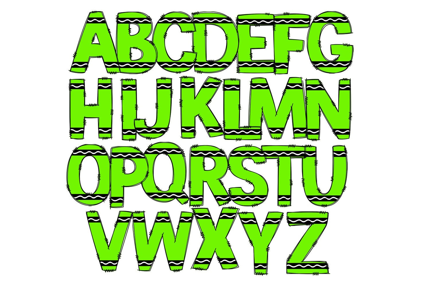 Crayon Doodle Letters, Back to School Font, Teacher Sublimation Alphabet, School Doodle Classroom Bulletin Board Letters and Number PNG