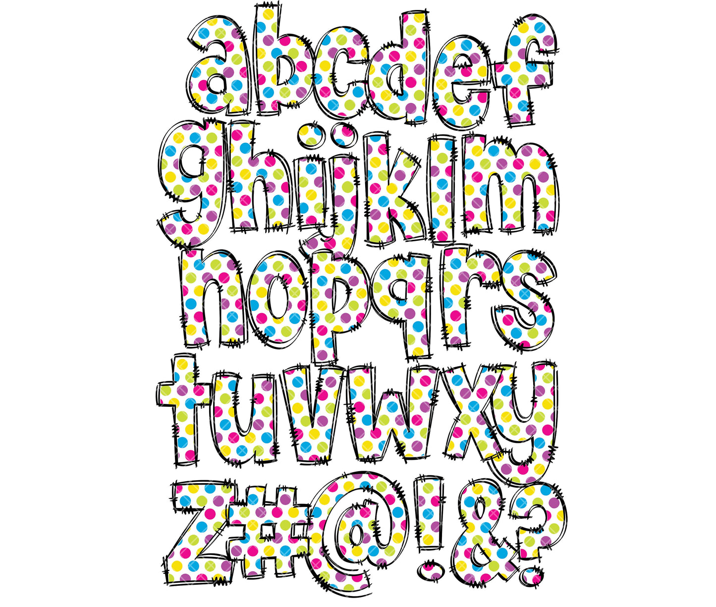 Bright Rainbow Alphabet Letters PNG Bundle, Unicorn Doodle Letters, Hand Drawn Alphabet Doodle, Sublimation Girls Alpha Set Designs PNG