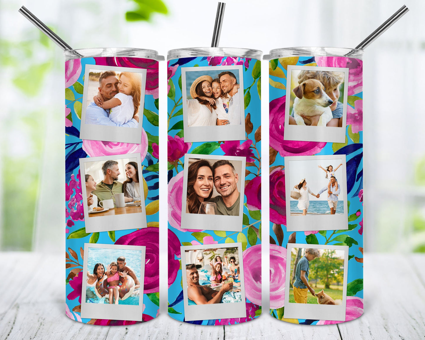 500+ Add Your Own Photo 20oz Tumbler Designs, Floral Glitter Watercolor Sublimation Tumbler Design - 20oz Straight Tumbler Template - PNG